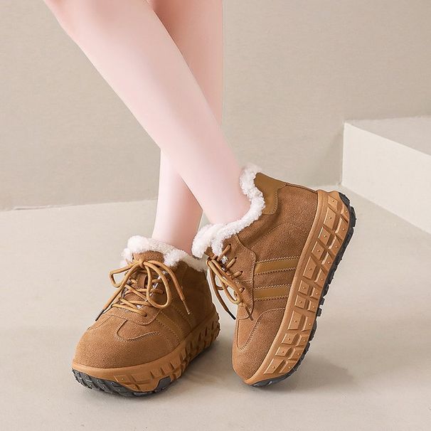 Tire Thick Soled Snow Boots For Women In Winter With Plush Fur Shoes For Women, Warm And Internally Raised Snow Cotton Shoes_vogvips.com