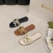 Women's Square Toe Flat Sandals plus Size Printed Peep Toe Open Toe Chain Buckle Casual Footwear_vogvips.com