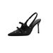 Rhinestone Sexy Bowknot Polka Dot Spring/Autumn Black High Heels 2025 New Thin Heel Backless Sandals Sweet And Cute_vogvips.com
