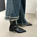 ShoeVault Korean Style Brown Pointed Toe Short For Women 2025 New Fashion Versatile Stylish Chunky Heel Slim Boots_vogvips.com
