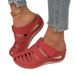 New Plus Size Hollowed Out Wedge Heel Round Toe Anti Slip Women's Sandals_vogvips.com