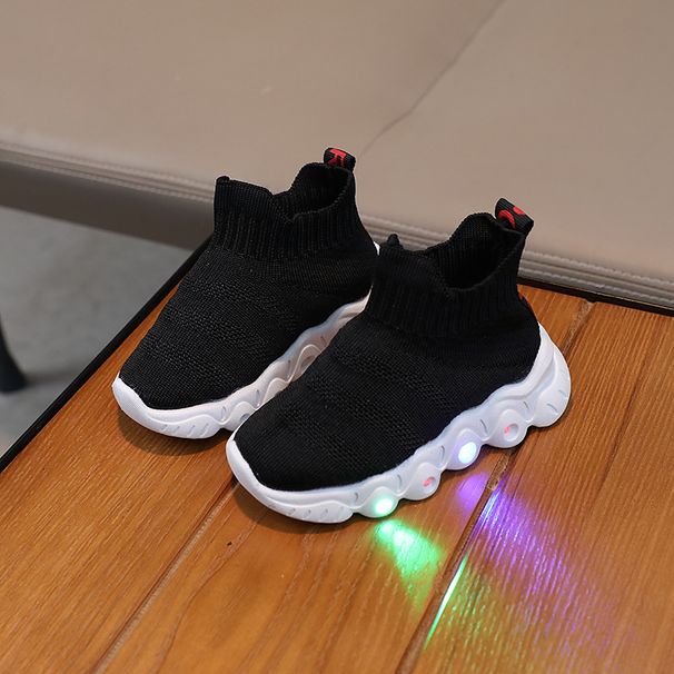 Boys' LED Light-Up Knit 2026 Spring And Autumn Children's Breathable Slip-On Sock Baby Soft Sole Non-Slip Shoes_vogvips.com