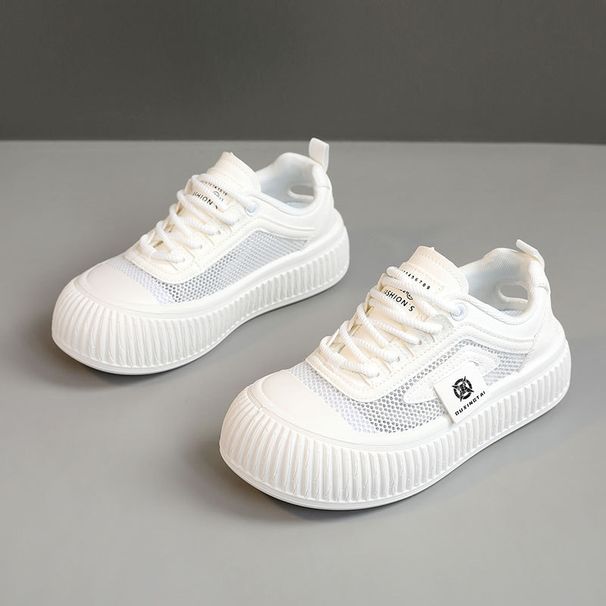 Clearance XT123 New White Shoes For Women 2025 Spring And Summer Mesh Sports Shoes Breathable Sneakers Thick Sole Height Increase_vogvips.com