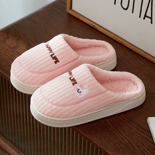 Women's Cotton 2024 New Indoor Warm Couple Cute Rabbit Non-Slip Plush Winter Slippers For Men_vogvips.com