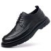 Euro Step Men's Leather Casual Shoes Autumn Brogue Carved Thick Sole British Style Business Formal Trendy Lace-up_vogvips.com