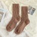 Soft & Warm Wool Blend Socks For Men And Women - Mid-Crew Cotton Knit Socks With Ribbed Design - Cozy & Breathable For All Seasons_vogvips.com