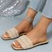 Slippers Oversized Flat Bottomed Slippers For Women's New Fashionable Square Headed Pearl Casual Beach Sandals_vogvips.com