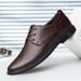 Men's Dress Leather Shoes Men's Head Tie Tie Pointed Casual Plaid_vogvips.com