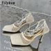 2026 European And American Style Sandals Mesh Breathable Square Toe Strap Women's High 979-8 Long-Term In Stock Stiletto_vogvips.com