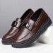 New Fashion Trendy Versatile Slip-on Casual Leather Shoes, Solid Color, Waterproof, Lightweight, And Durable Men's_vogvips.com