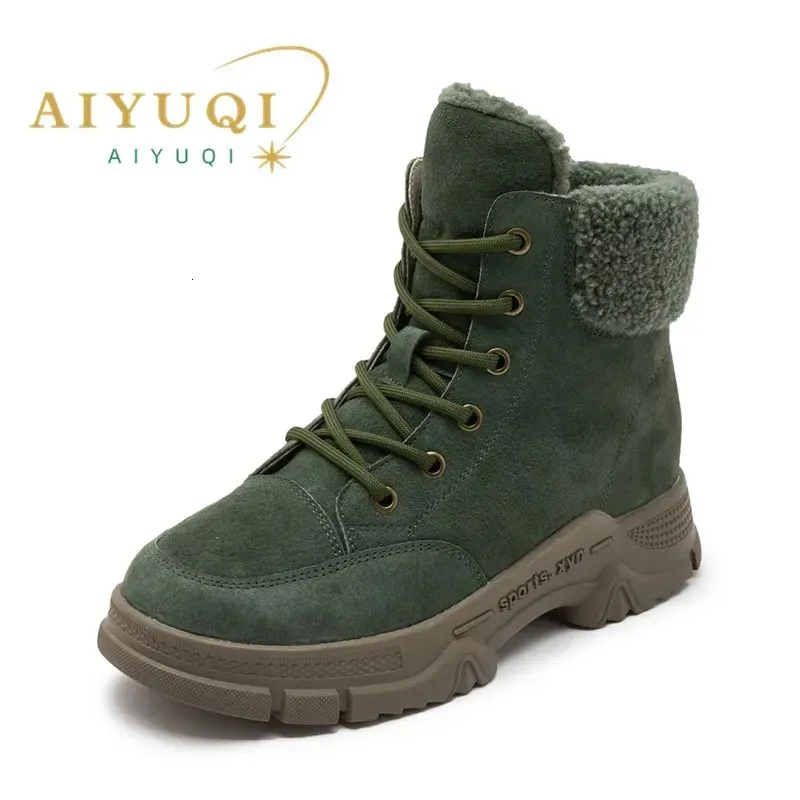 AIYUQI Snow Winter Shoes Non slip Flat Large Leather Womens Ankle Boots 241122_vogvips.com
