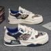 Men's Breathable Summer Casual Sneakers - Fashionable Thick Sole Canvas Shoes For Youth, Lightweight & Comfortable, Blue/Black"_vogvips.com