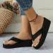 Clip Toe Platform Slippers For Women EVA Solid Color Lightweight Wedges Flip Ps Woman Thick Bottom Non-Slip Slides Beach_vogvips.com