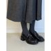 Tread Super Soft Lambskin Loafers For Women Camellia Gold Buckle British Style Slip On Thick Sole High Heel Single Shoes_vogvips.com