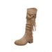 Wasteland Style Tassel Knight For Women 2024 Autumn New Thick Heel Over-the-Knee Long Slimming Pile Boots_vogvips.com