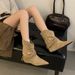 Cowhide Version ~ Fashionable Wasteland Style Pointed Toe Short For Women 2025 New Mid-Calf Elegant Two-Way Wear Slouch_vogvips.com