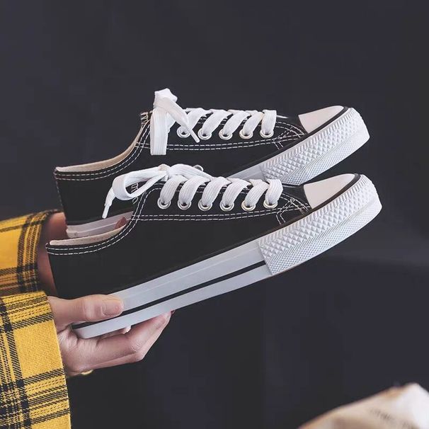 Low-Top Casual Canvas Women's New Fashion Retro Hong Kong Style Slip-On Shoes Breathable Cotton Lined Rubber Outsole_vogvips.com