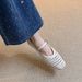 Women's French Woven Openwork Mary Jane Shoes Summer Single Strap Low Cut Flats Chunky Heel Sandals in Stock Ready to Ship_vogvips.com