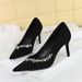 1926-A1 Pointed Suede High-heeled Shoes With Rhinestones, Shallow Mouth, Slim Fitting Banquet Elegant Women's Shoes,_vogvips.com