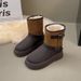 SHLIANG Vintage Buckle Detor Snow Boots Women Winter Mix Color Suede Snow Boots Woman Short Plush Platform Warm Booties Female X0061_vogvips.com