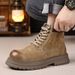 Martin 2025 Autumn New Style Yellow Thick Sole Height Increasing High-top Shoes Men's Hiking Work Outdoor Boots_vogvips.com