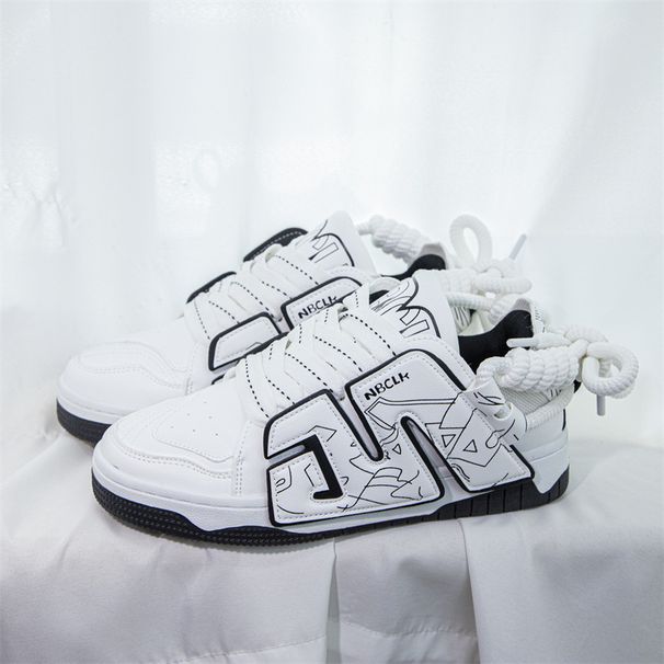 M Letter Hip-Hop Skateboard Loafers For Women, Ins Korean Style, Couple's Niche Sports Casual Shoes, 2023 Summer New_vogvips.com