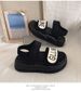 Women's Shoes Casual Large Size Sandals Slippers Daddy Sole Student Shoes Black_vogvips.com