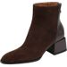 Retro Commuting Style~New Women's Ankle Boots With Matte Finish And Chunky Heel_vogvips.com