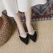 Weiwei Girl Pointed Toe Flat Shoes for Women Soft Sole Slip-On Versatile Shallow Mouth Pearl Detail 1 Size 373_vogvips.com