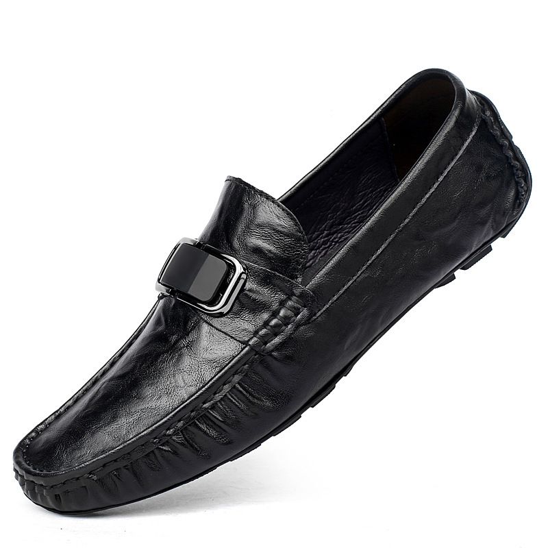 Handmade Loafers Men's Foot Cover Embossed Leather Casual Leather Shoes Crocodile Pattern Beanie Shoes_vogvips.com