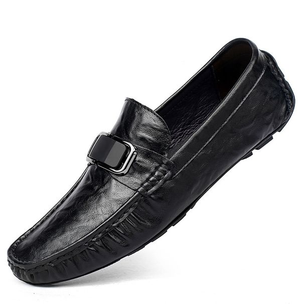 Handmade Loafers Men's Foot Cover Embossed Leather Casual Leather Shoes Crocodile Pattern Beanie Shoes_vogvips.com