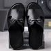 SHLIANG Fashion New Men Leather Waterproof One Word Slippers Soft Sole Non Slip Lightweight Summer Outdoor Slippers Sandals V0045_vogvips.com