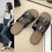 New Soft-soled Double-strap Slippers For Women, Trendy And Versatile For Summer Outdoor Wear, Popular Beach Square-buckle For Women In Summer_vogvips.com