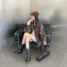2025 Autumn Winter French Style White Short Fashionable Pointed Toe Wide Tube Slimming Belt Buckle Rivet Wedge Mid-Calf_vogvips.com