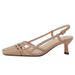 Super Slimming~ Soft Leather French Style Peep Toe Hollow Sandals For Women 2025 Summer Apricot Versatile Woven Backless_vogvips.com