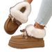 Women's Shoes Plus Size Snow Boots, Platform, Thick Sole, Bow, Suede, Winter Round Toe, Slip On, Warm Cotton Boots_vogvips.com
