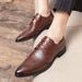 Euro Step 2020 Spring And Autumn New Brogue Printed Leather For Men Breathable Business Pointed Lace-up Men's Formal Dress Shoes_vogvips.com