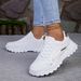 Women's Solid Color Casual Sneaker, Lace-up Lightweight Soft Sole Walking Shoes, Low-Top Comfortable Training Shoes_vogvips.com