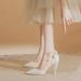 Bridal Wedding Sweet High Heels Princess Women Adult Pointed Toe Stiletto Single Shoes To Match Dress French Style Small_vogvips.com
