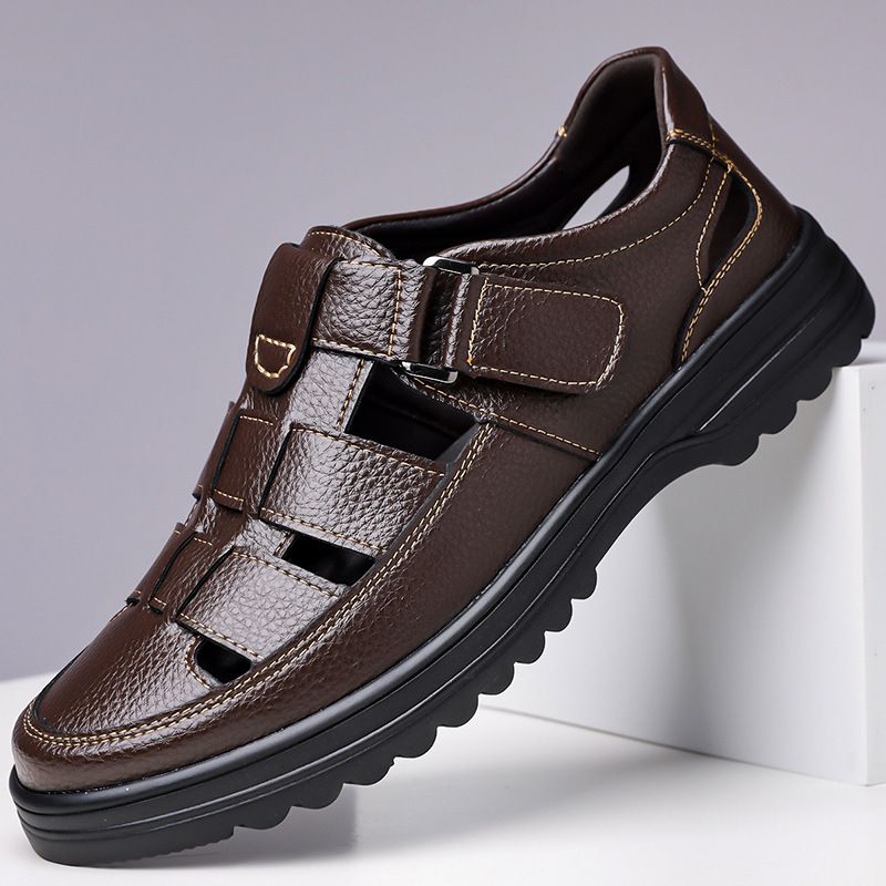 Plus-size Summer New Men's Hollow Breathable Casual Clogs, Non-slip Dad Sandals, Available For Wholesale_vogvips.com