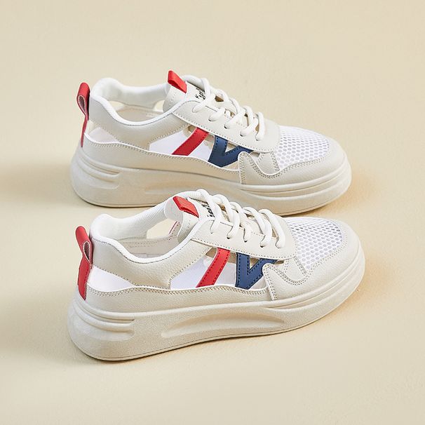 Little White Shoes Female Student Height-increasing Shoes Hollow Mesh Breathable Casual Street Shooting Shoes_vogvips.com