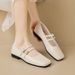 Square Head Single Shoes Women's Flat French One-word Strap Mary Jane Shoes Korean Version Soft-soled Women's Shoes_vogvips.com
