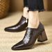 Women's Retro High Heeled Shoes Plus Size Side Zipper Chunky Heel Deep Mouth Professional Single Shoes_vogvips.com