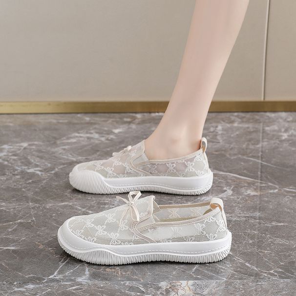 Lightweight Breathable Mesh Flat Sandals For Women • Round Toe • Low Heel • Spring Summer Daily Leisure Wear • Solid Color • PVC Sole_vogvips.com
