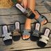 Summer New Style Women's Fashionable Square Toe Slip-On Sandals High End Metal Buckle Lightweight Comfortable Flat_vogvips.com