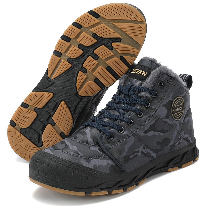 Men's Waterproof Winter Boots - High-Top Insulated Snow Shoes With Anti-Slip Sole, Warm Fleece-Lined Outdoor Booties For Harsh Weather_vogvips.com