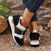 Women's Winter Lace Up Running Shoes Style Casual Color Block Sports Wedge Heel Plus Size Single Shoes New Fashion_vogvips.com