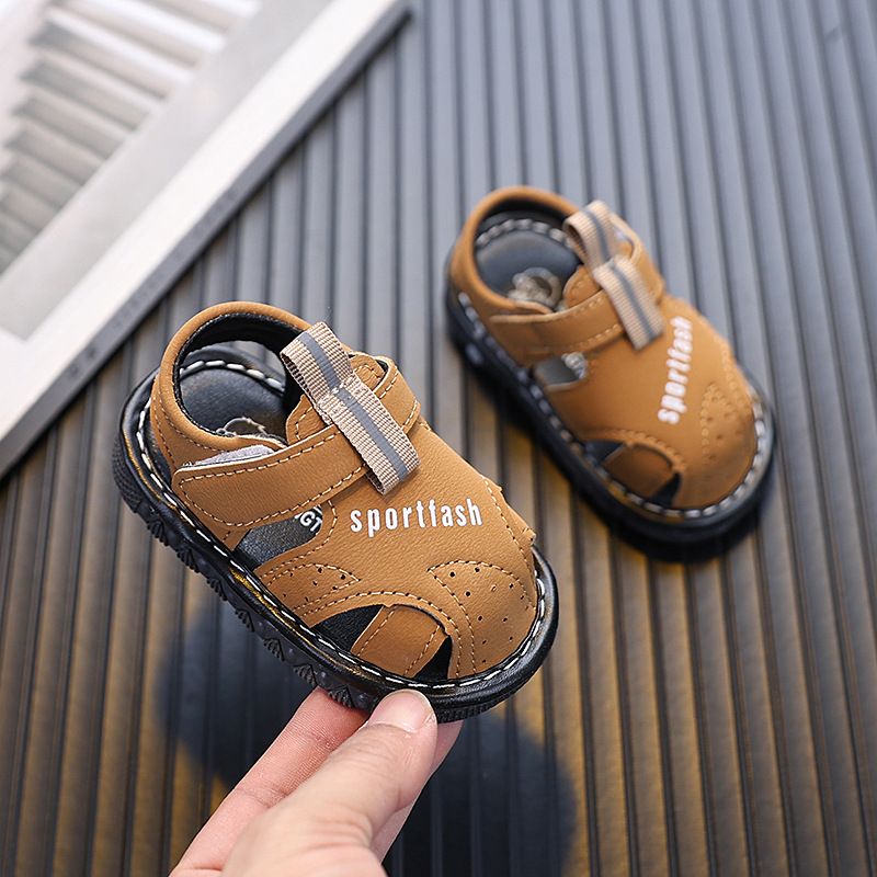 New Summer Sandals For 0-2 Year Olds, Soft Sole Non-Slip Toddler Boys' Beach Shoes, Anti-Kick Baby Squeaky Shoes_vogvips.com