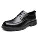 Men's Leather Non-Slip British Style Thick Sole Business Casual Round Toe Formal Single Shoes High-End Fashion Luo Meng_vogvips.com