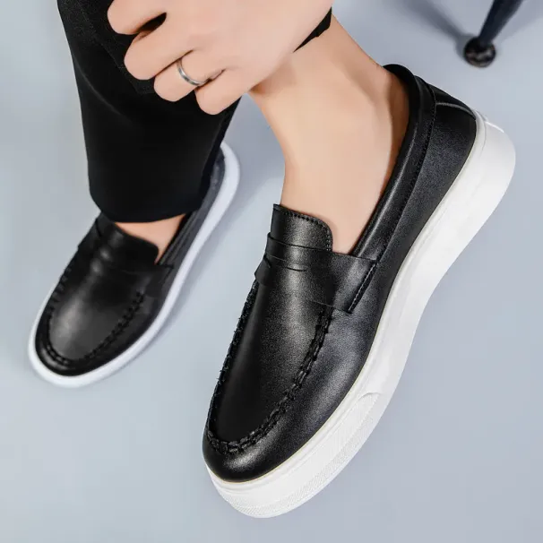 2025 Spring New Breathable Bean Shoes Men's British Style Loafers Fashion Casual Leather Sneaker Fashion Footwear 39-45_vogvips.com